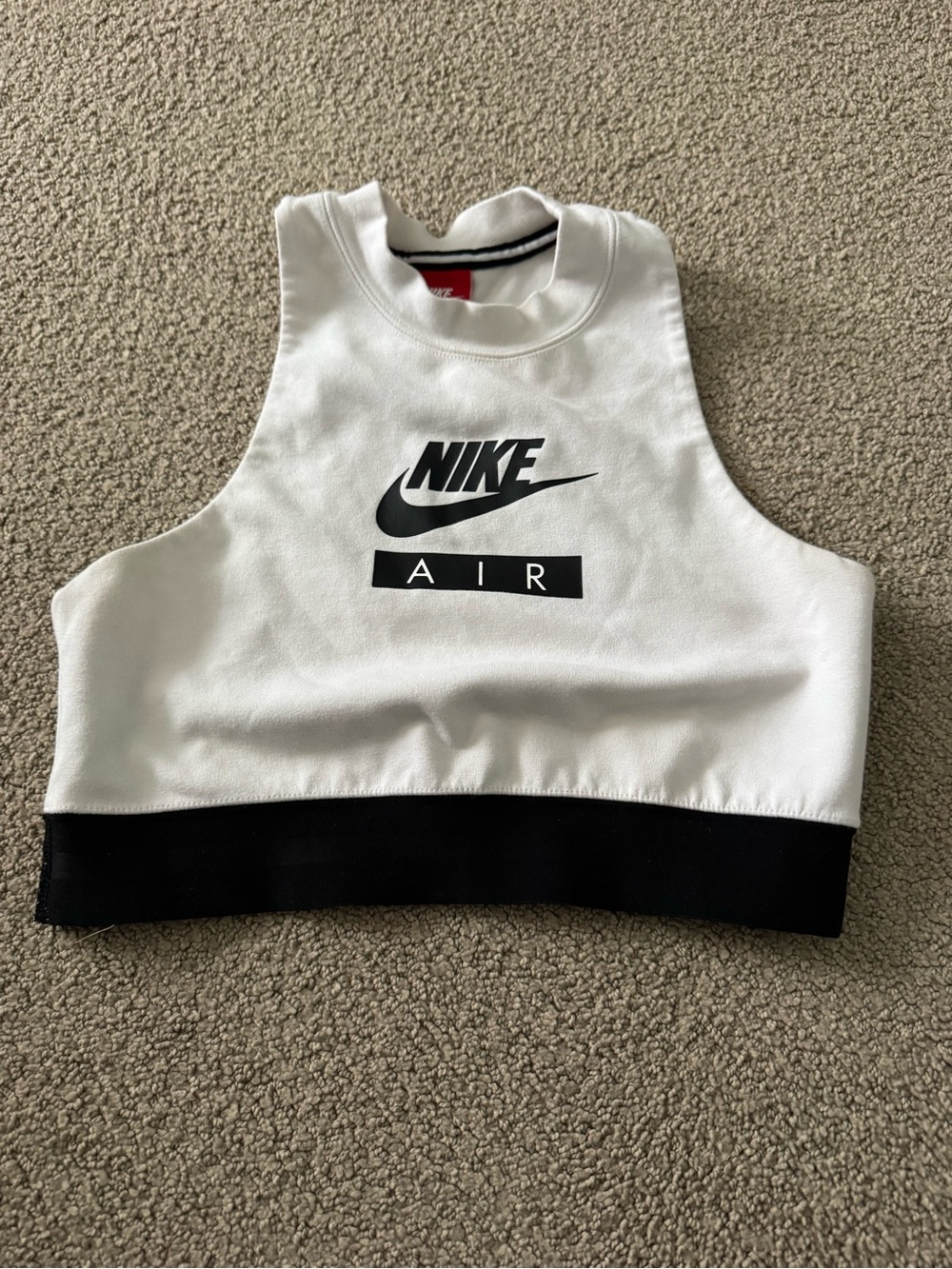 Nike White & Black Logo Cropped Athletic Tank